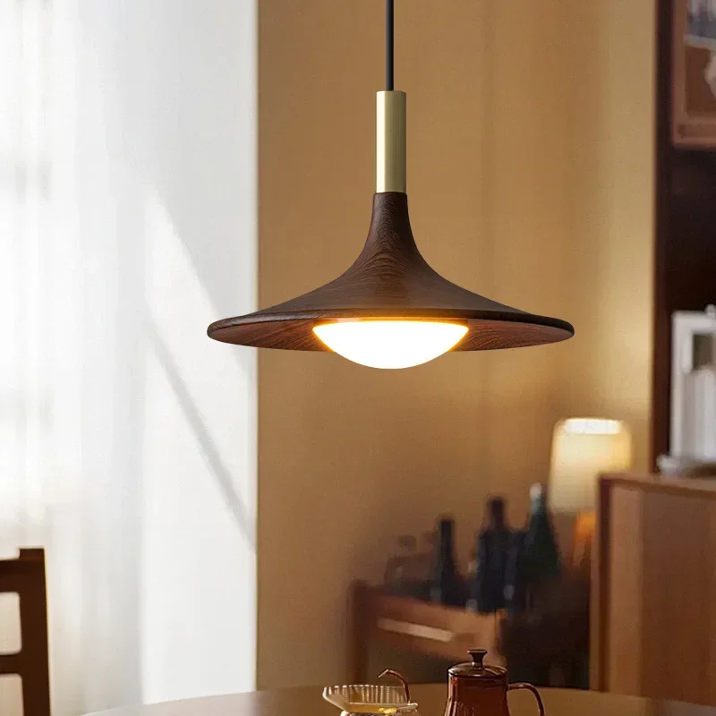 

MZISOSOD Modern Nordic Wooden Pendant Lamp for Dining Room Bar Bedroom Living Room Kitchen Home Office Decor Walnut Iron