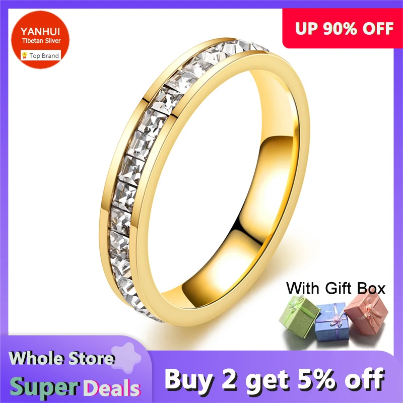 

Never Fade Luxury 18K Gold Filled Full Natural Zirconia Rings for Women Exquisite Wedding Band Fashion Accessories Fine Jewelry