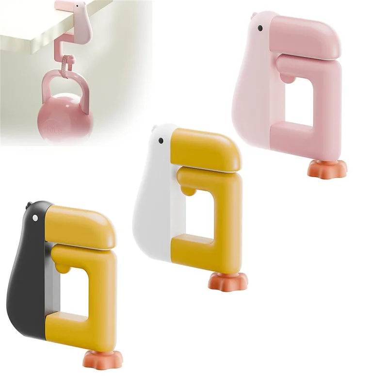 ABDJ-gancho de mesa plegable antideslizante desmontable portátil en forma de pato, colgador de bolso sin taladro y abrazadera para bolsa