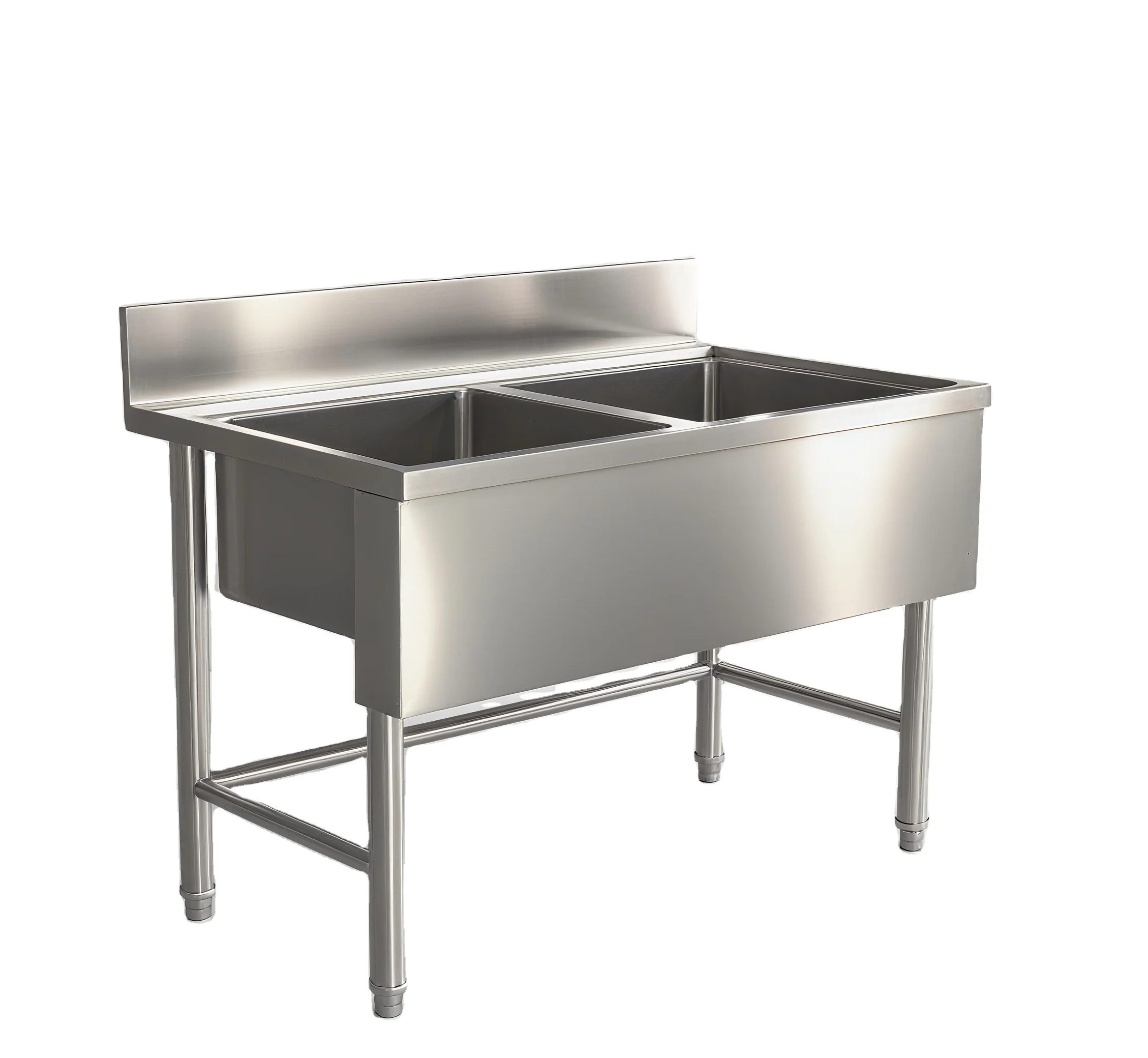 Large Size Commercial Kitchen Stainless Steel Double-Deck Sink Bowl Hotel & Restaurant Work Table For Washing