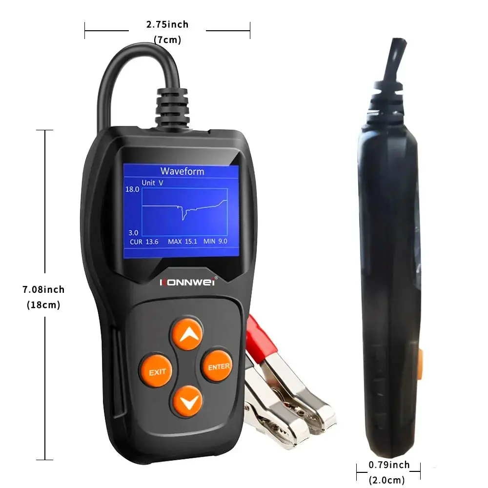 KONNWEI KW600 Car Battery Tester 12V 100 to 2000CCA 12 Volts Battery Tools for the Car Quick Cranking Charging Diagnostic