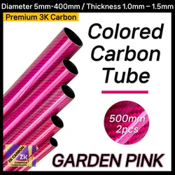 2pcs/lot 500mm Pink Colored Carbon Fiber Tube OD 5-30mm For RC Airplanes Parts Glossy Twill Carbon Tube 3K Material