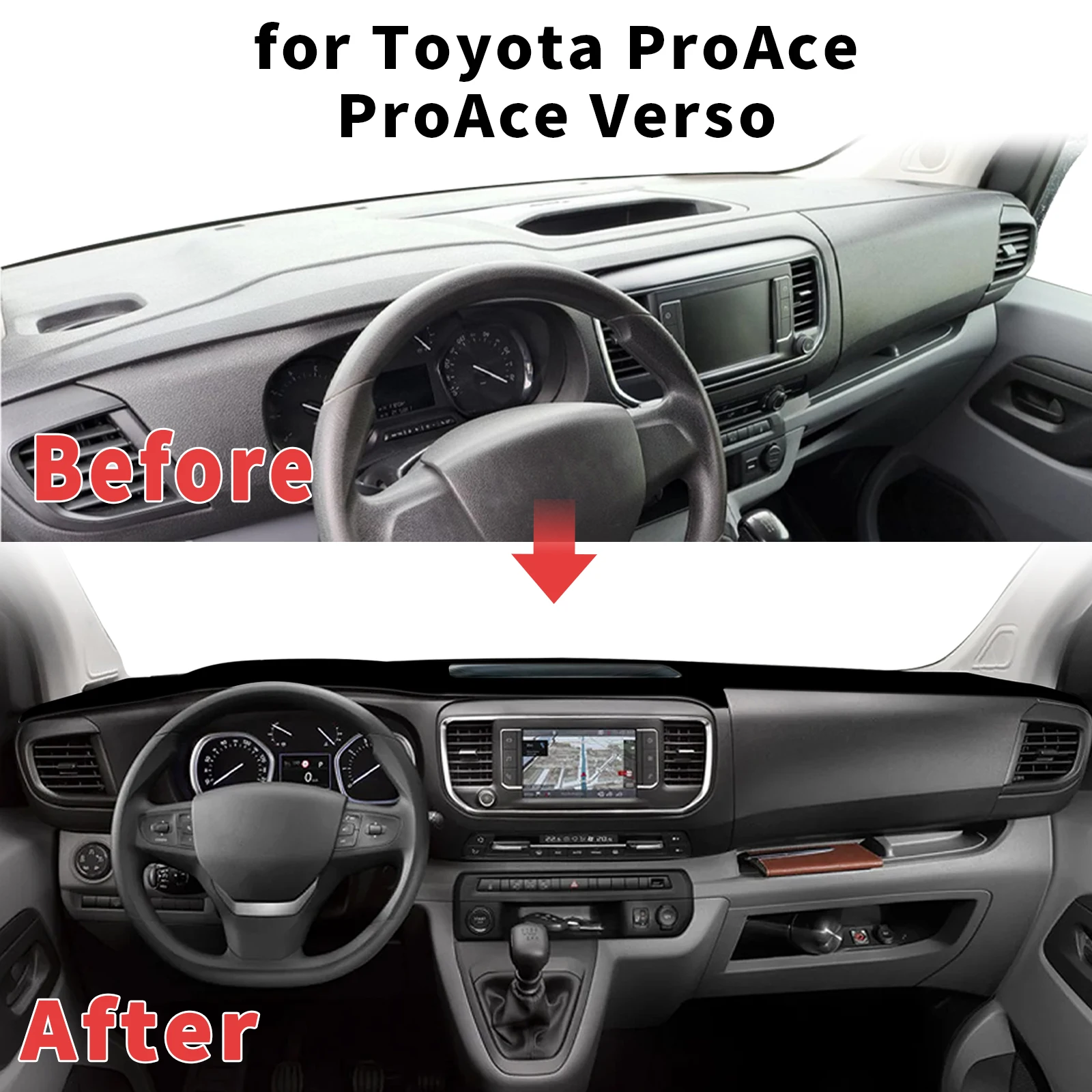 for Toyota ProAce 2016-2023 Proace Verso Dashboard Cover Sun Shade Protector Dashmat Anti-Glare UV Block Carpet Mat Dash Mat