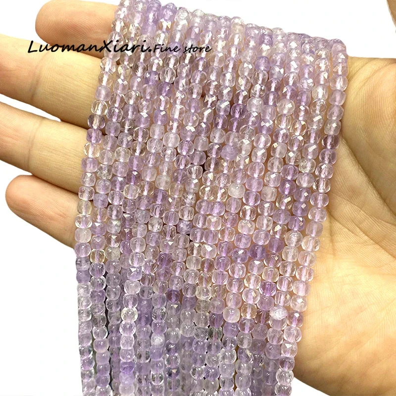 4-5mm Natural Stone Faceted Square AAA Lavender Amethyst Loose Cube Spacer Beads for Jewelry Making Diy Bracelet Accessories