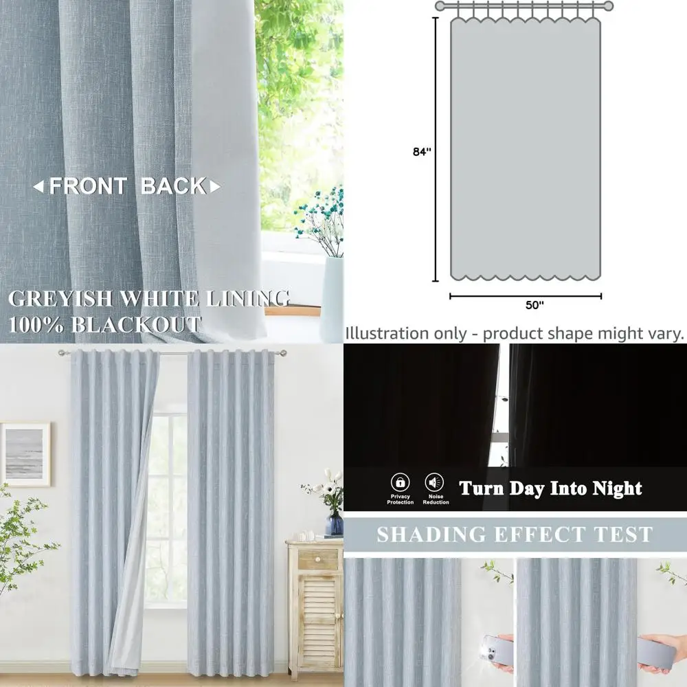 

Плотные шторы с термоизоляцией 84, серо-синие для спальни и гостиной, ширина 50,