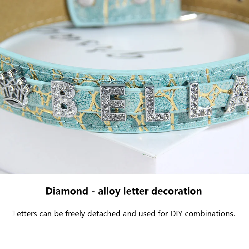 Customizable Crocodile-Embossed Leather Dog Collar – Adjustable DIY Pet Name Collar with Personalized Pet Collar