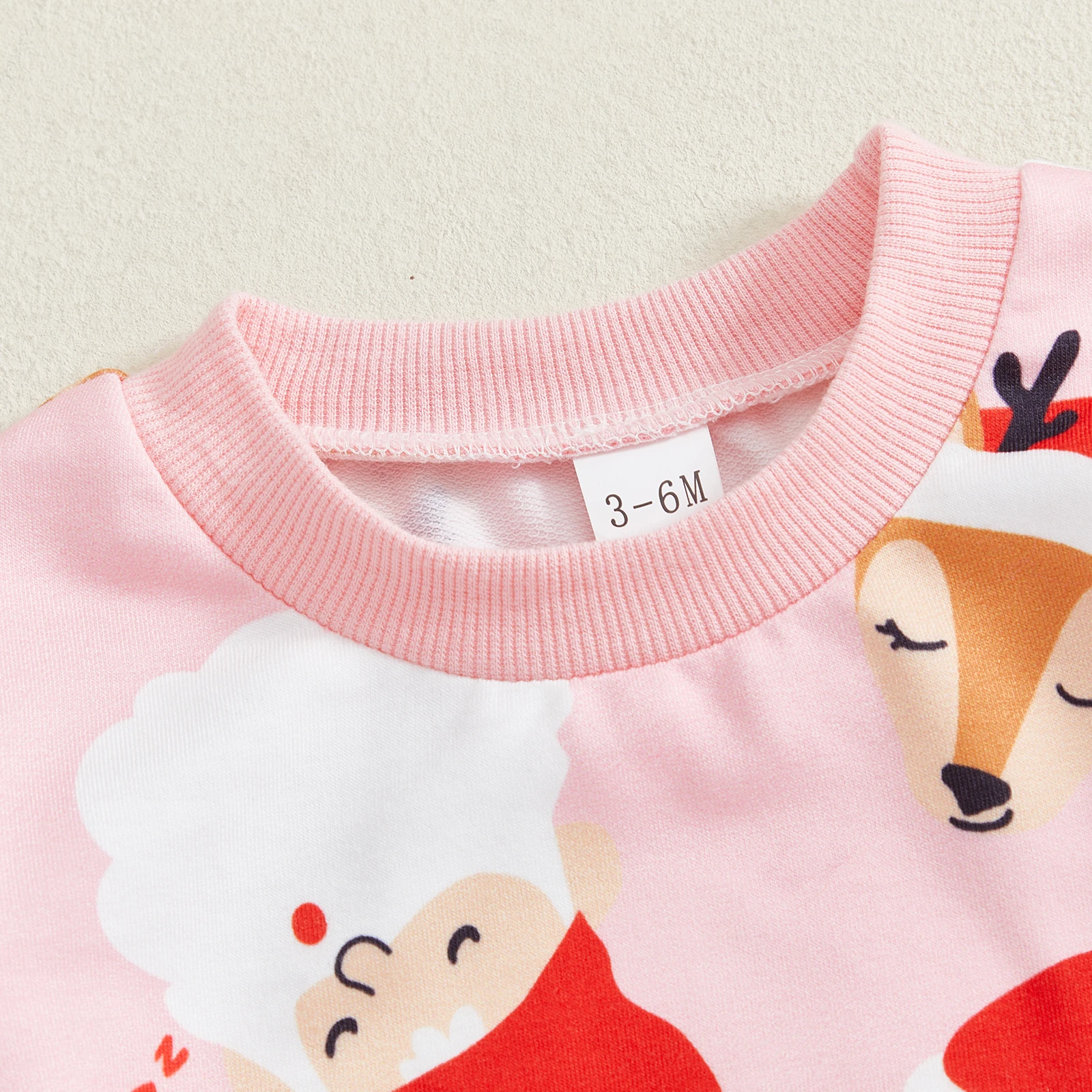 Toddler Girl Christmas Outfits Santa/Bow Print Long Sleeve Round Neck Pullover + Elastic Waist Long Pants 2 Pcs Set