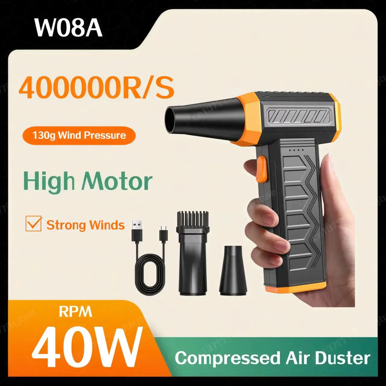 

400000RPM Rechargeable Cordless Air Blower Mini Violent Fan Powerful Compressed Air Duster Computer Keyboard Host Dust Cleaning