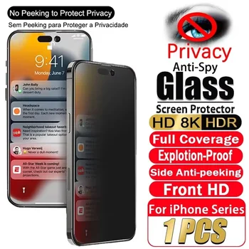 IPhone 13 için tam kapak gizlilik ekran koruyucu 11 12 14 Pro Max Mini en iyi 8K Anti-spy cam iPhone 15 artı XR X XS MAX SE