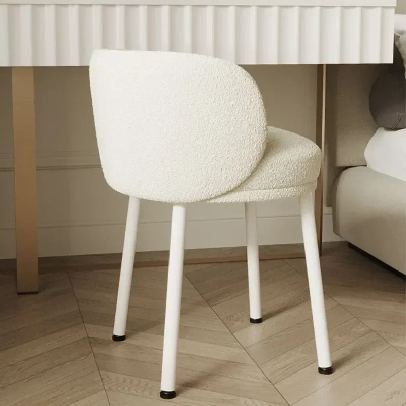

Light Luxury Dressing Chair Simple Advanced Lamb Wool Backrest Stool for Bedroom Elegant Girls' Room Makeup Chairs