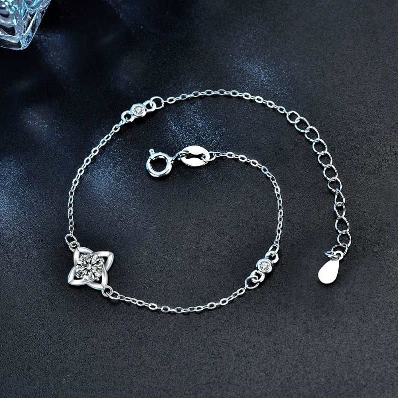 

ZFSILVER модный классический браслет из серебра 925 пробы с муассанитом и цветком клевера, подвески, женские аксессуары, роскошные ювелирные изделия, подарок XRZ006