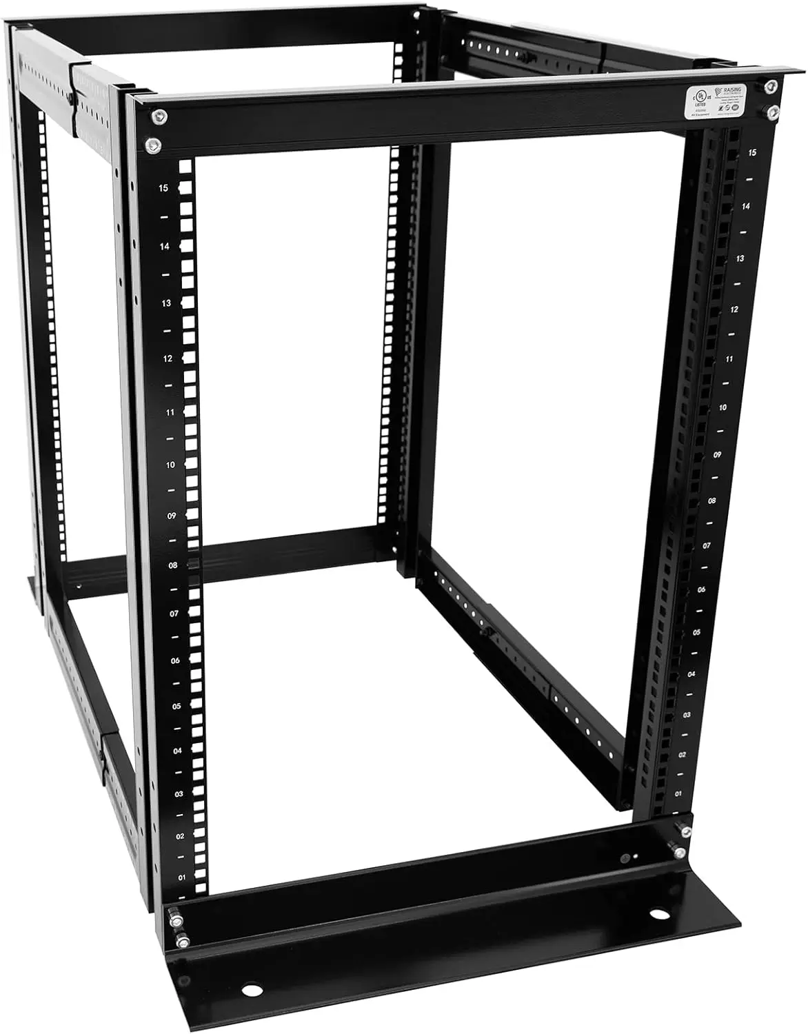 Open Rack Frame Rack Enclosure 19 Inch Adjustable Depth Cold Rolled Steel（15U,36 Inch