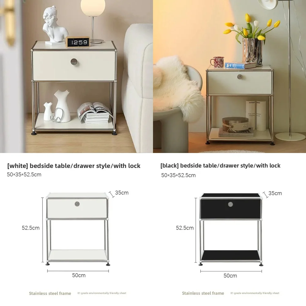 

Горячая новинка 2026: Прикроватная тумба из нержавеющей стали, простой легкий интегрированный шкафчик для дивана, тумбочка для спальни