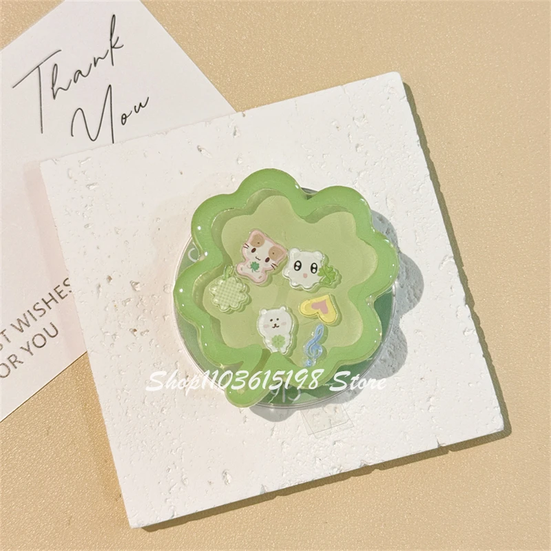 

Korea Cute Quicksand Lucky Clover Magnetic Holder Grip Tok Griptok Phone Holder Phone Stand Support For iPhone Magsafe Smart Tok