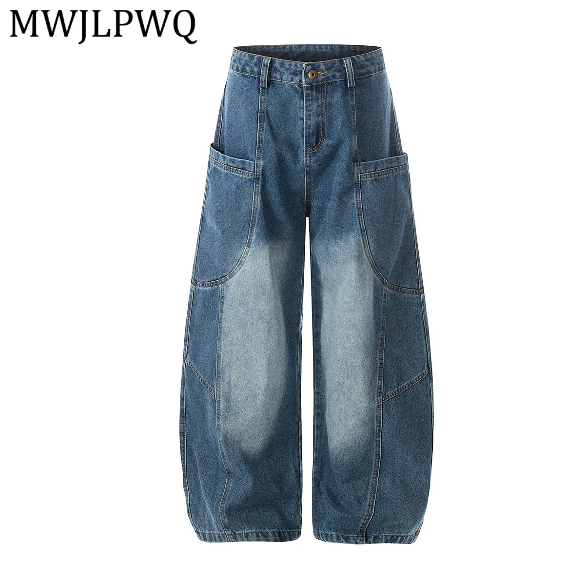 

MWJLPWQ American Style Vibe Curved Retro Loose Jeans Unisex Personalized Patchwork Wide-Leg Pants 2026 New Spring Autumn 14175