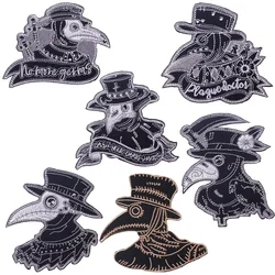 Plague Doctor Haftowane naszywki Crow Mask Iron on Cloth Appliques No More Germs Haftowane naszywki Black Raven Thermo Stickers