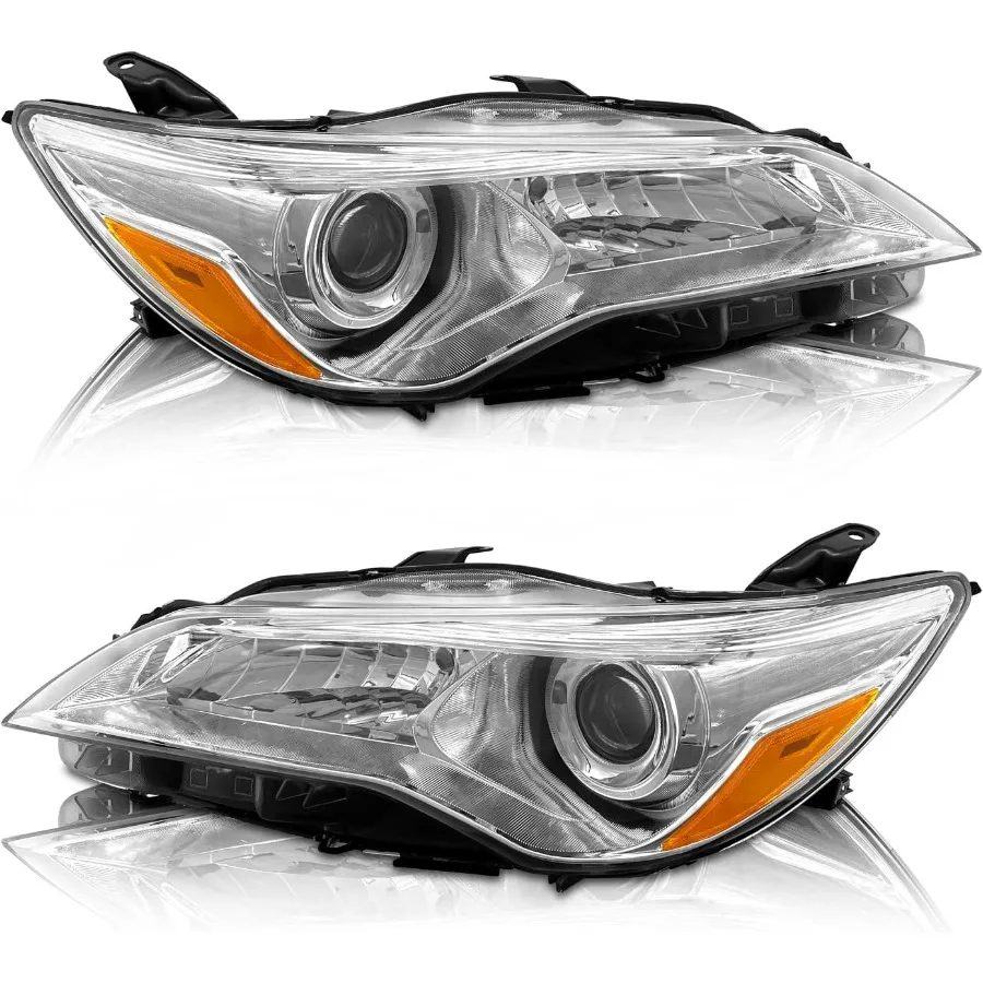

AUTOLIGHTS 2015 2016 2017 Camry Headlight sembly Replacement for 15 16 17 LE/SE/XLE Toyota Camry Headlights Chrome Housing Amber