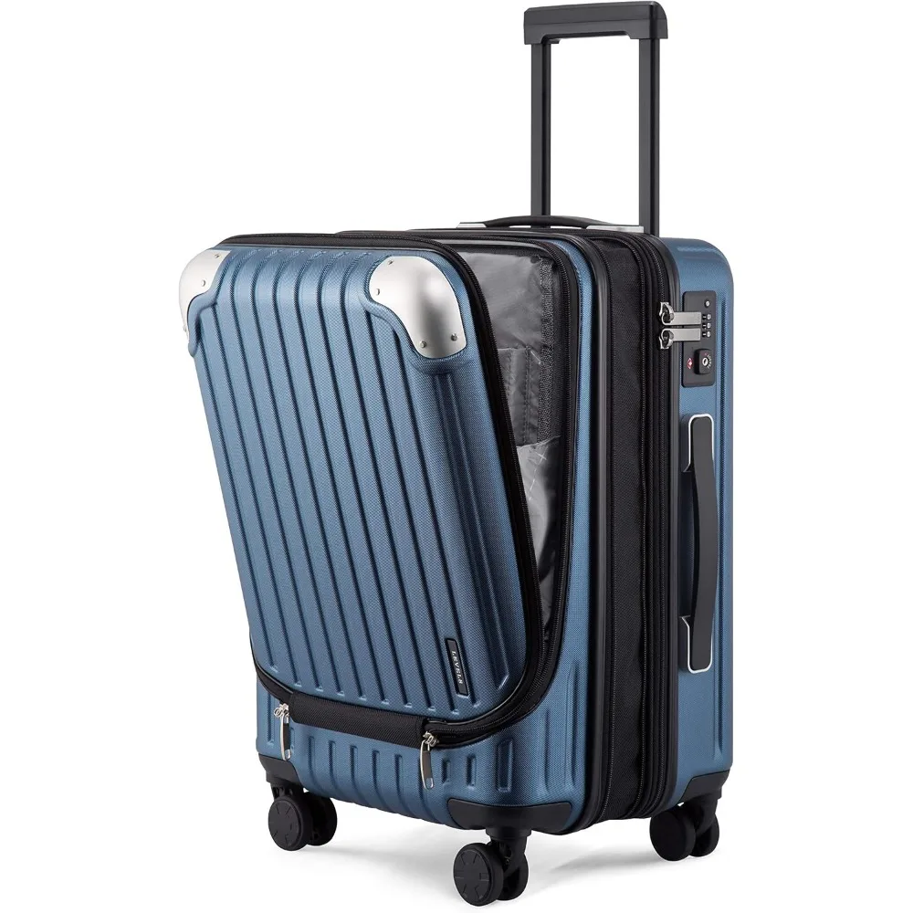 20 Inch Expandable Hard Sided Spinner Luggage, Airline Approved with TSA Lock, Blue