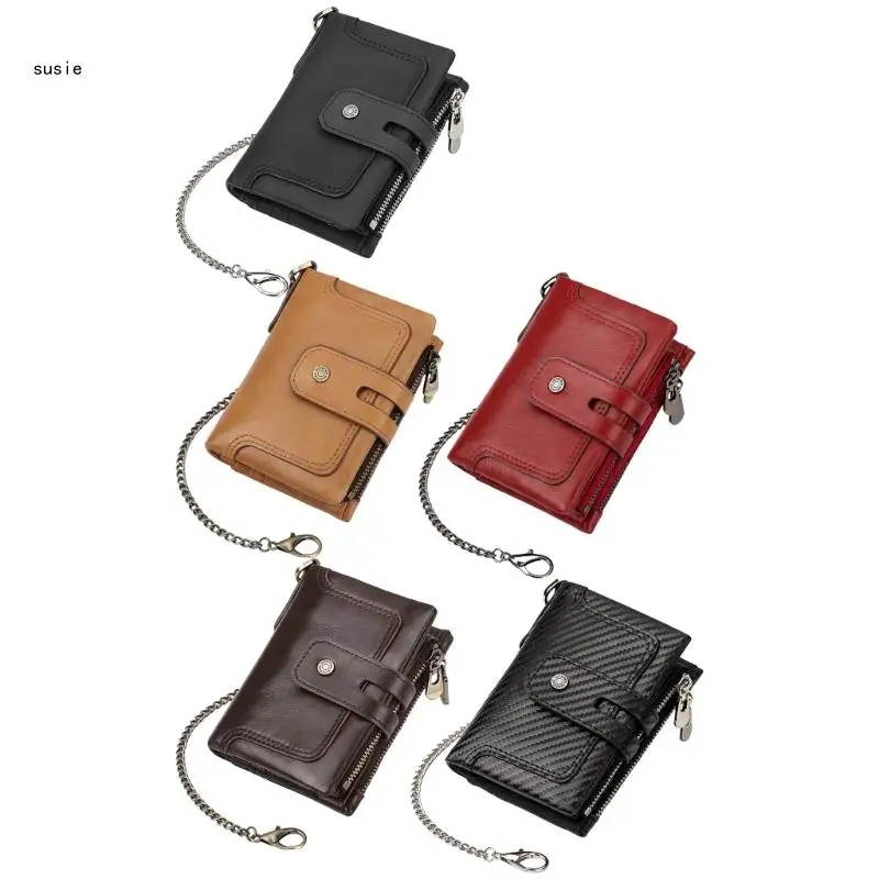 

X7YA Compact Men's Wallet With Blocking PU Leather Small Coin Purse Card Holder Short Purses Multifunctional Business Wallet