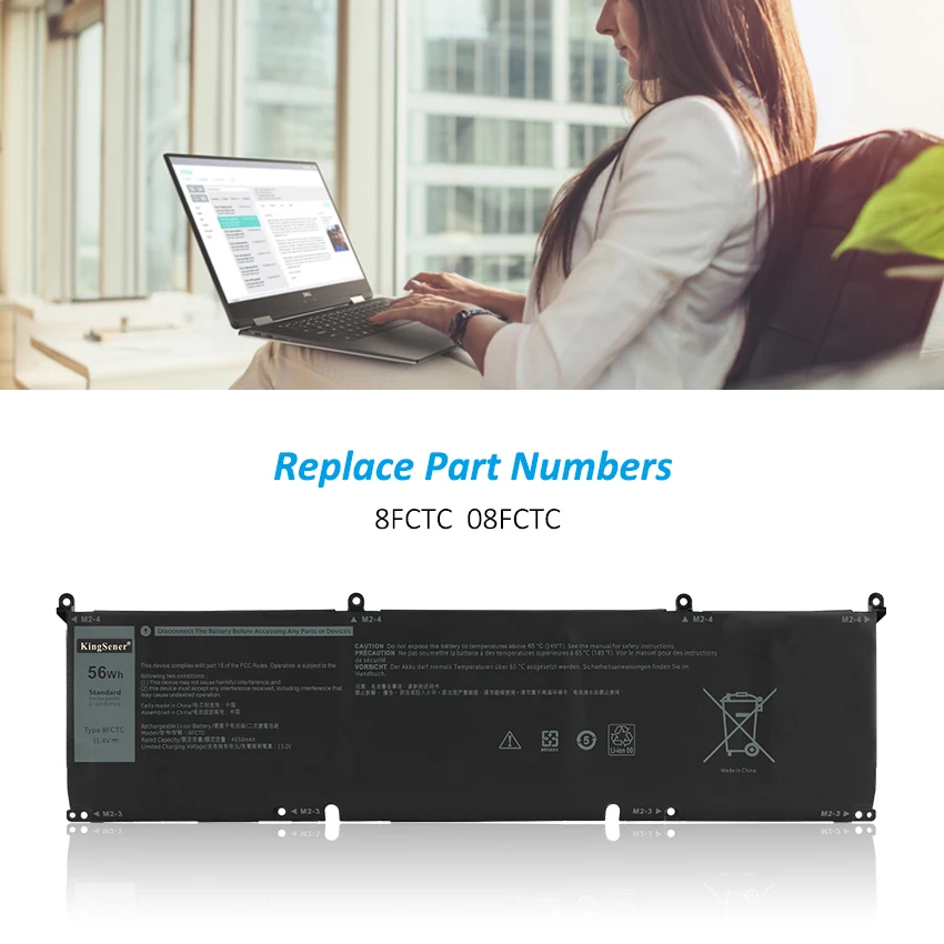 KingSener 11.4V 56WH 8FCTC Battery For DELL G15 5510 5511 5520 5515 5521 Series For DELL XPS 15 9500 G7 15 7500 Series 56Wh