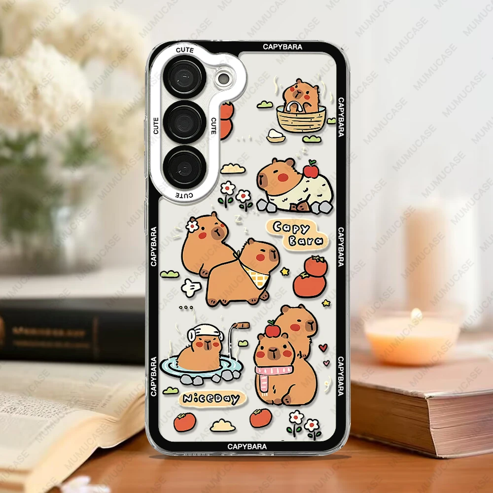 Cute Capybara Phone Case For Samsung Galaxy S25 S20 S21 S22 S23 S24 FE Plus Ultra A54 A53 A52 A34 5G TPU Cover