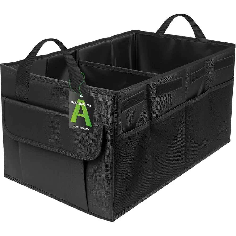 

trunk organizer - collapsible car organizer with 5 pockets, trunk organizer for suv, sedan & van with sturdy base panel for car