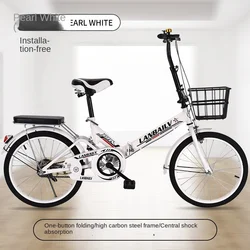 Ultra Portable Folding Bicycle for Men and Women Shock Absorption Mini Bike for Adult Children's Student Bike 16 Inch 20 Inch