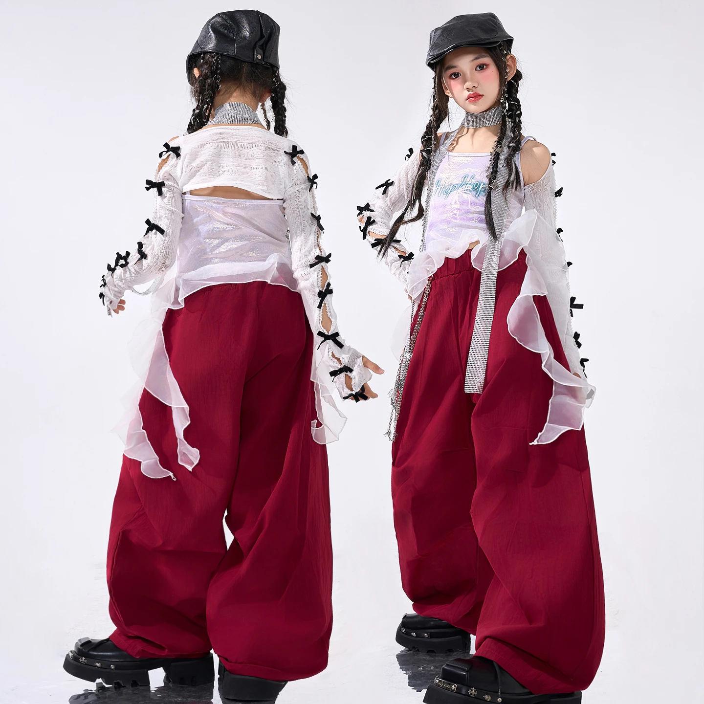 Mädchen Hip Hop Crop Sparkly Tops Cargo Hosen Kinder K-pop Street Dance Kostüm Kinder Mädchen Gruppe Streetwear Jazz kleidung Sets