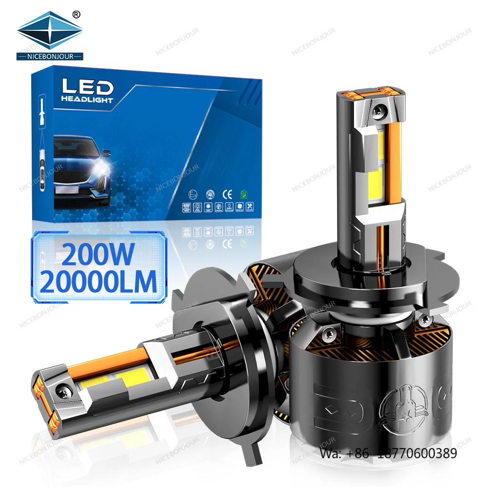 

NICEBONJOUR High Power LED Headlight Bulb 400W 12-24V 40000LM H1/H4/H7/9005/9006 6500K 50000hrs Lifespan New