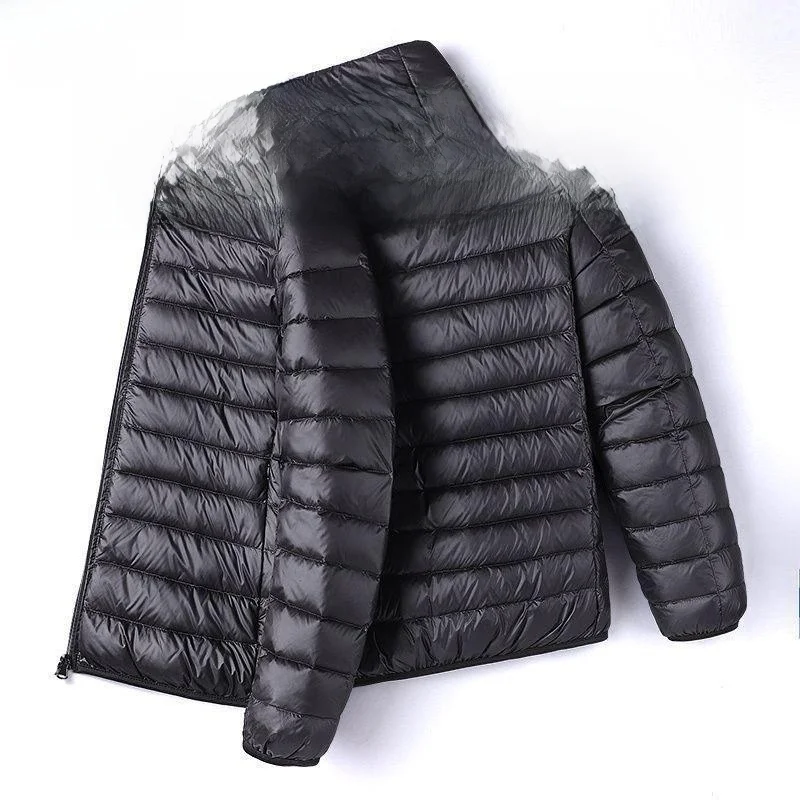 

Новинка 2024, мужская пуховая хлопковая куртка, легкий повседневный воротник-стойка, большой размер, осенне-зимнее пальто, молодежное модное облегающее пальто