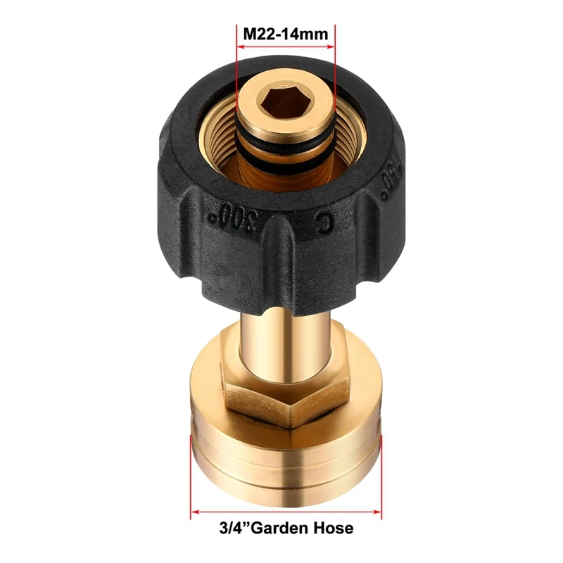 PZHI M22-14mm x 3/4 Inch FGH Female Garden Hose Adapter - Brass Water Hose Connector for Pressure Washer, Universal Fit