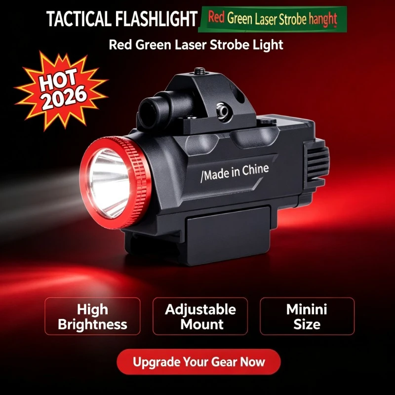High Bright Strobe Underbarrel Lamp Mini Size Red Green Laser Adjustable Night Training Tool