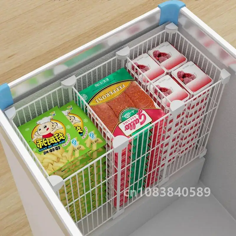 Open frame H47cm Assemble Freezer partition steel grill net storage rack organizer in island freezer horizontal refrigerator