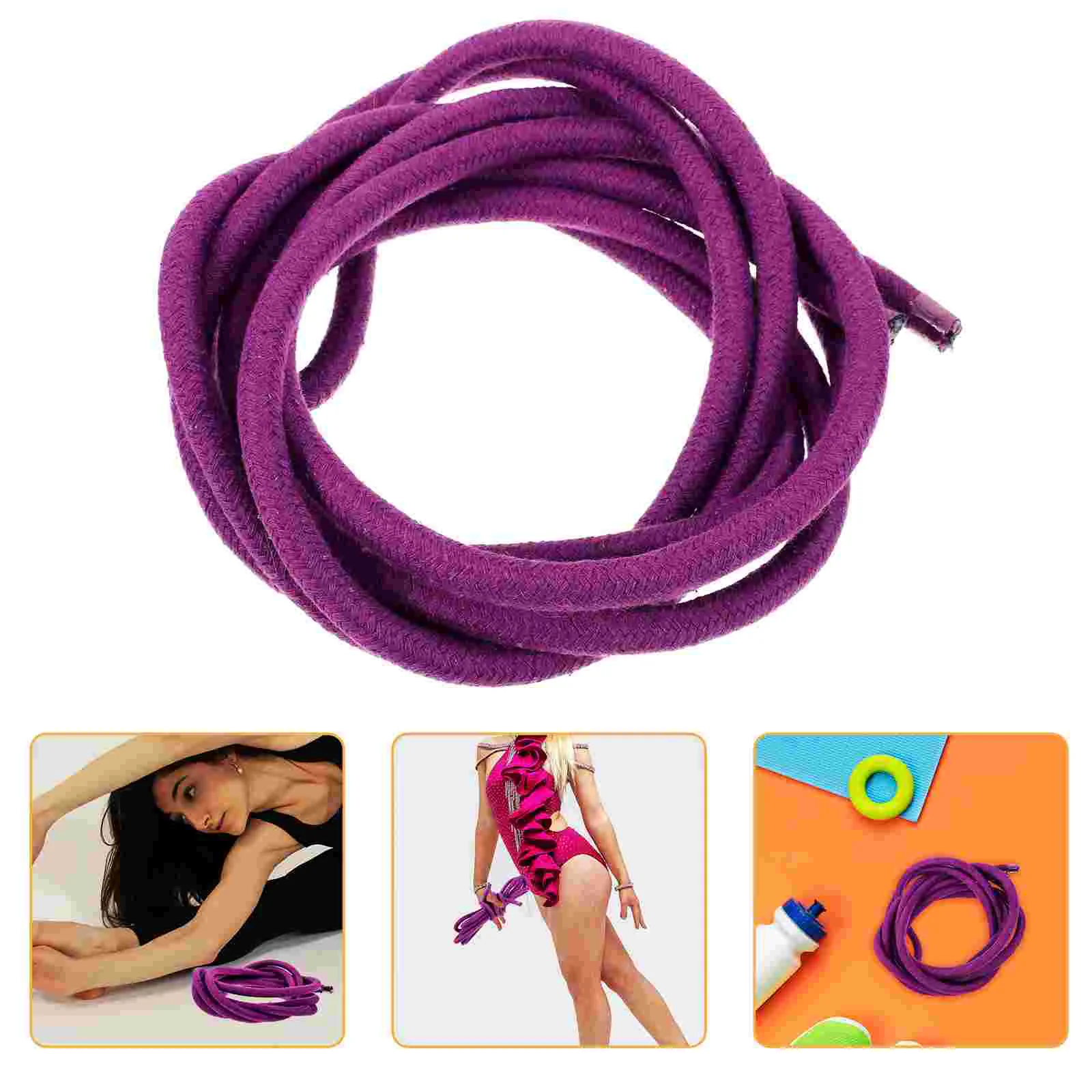 

Rhythmic Gymnastics Rope Colored Cotton Artistic Training Multi-function Portable Purple