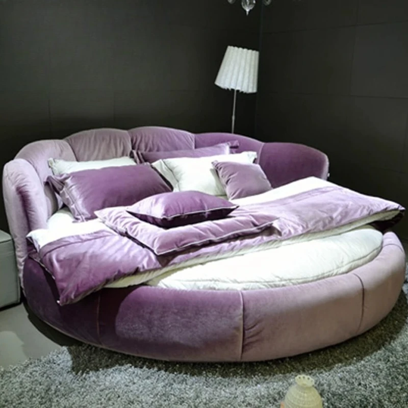 

Adults European Double Bedroom Beds Modern French Queen Size Round Italian Round Bed Fabric Living Room Luxury Furniture