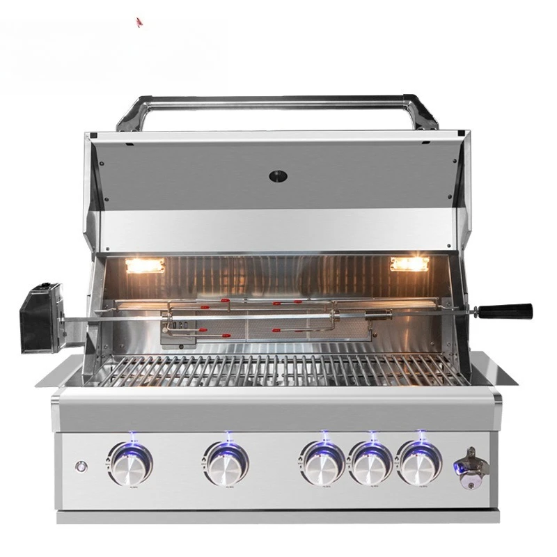 Outdoor courtyard gas oven, embedded carbon oven BBQ high-end American BBQ stainless