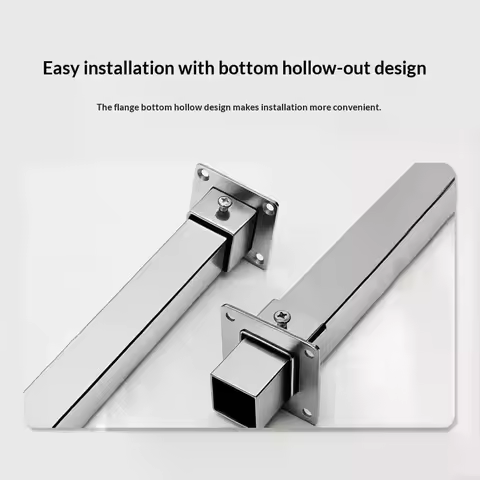 1Set Flange Base Stainless Steel Square Tube Connector Tube Outer Dia. 25/30/35mm Elbow Corner Joint Fence Rail Clamps