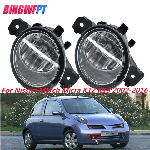 2 шт. супер ярсветодиодный ные Противотуманные фары для Nissan March Micra K12 K13 2002-2016 левый + правый передний бампер противотуманные фары