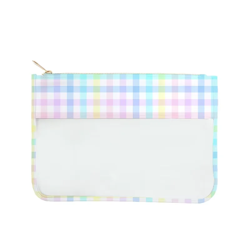 New Large Size Rainbow Plaid Fanny Pack Chest Pack Toiletry Storage Pouch Grid Outdoor Fanny Pack Travel Wash Cosmetic Bag Gift