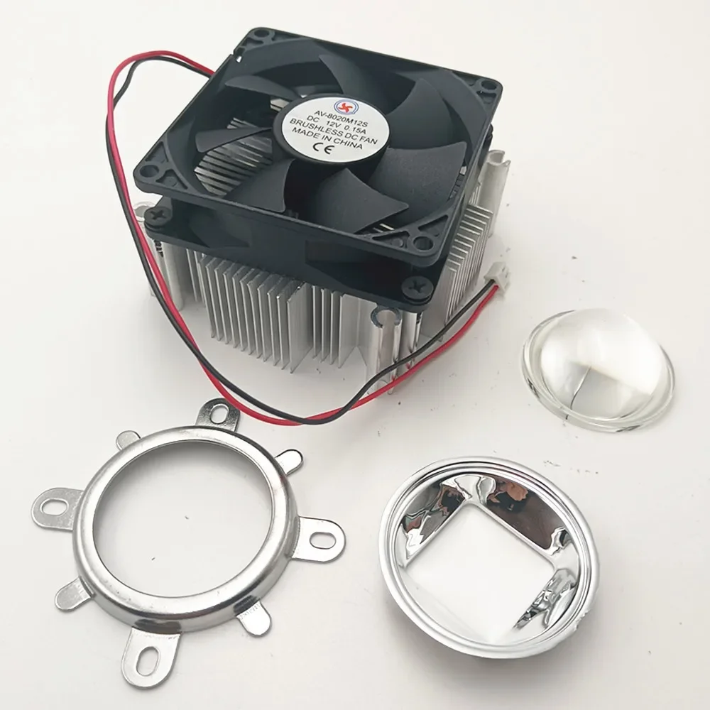 100W LED Aluminium Heat Sink Cooling Fan+60° 90° 120°44mm Lens + Reflector Brack+6500k+445kit