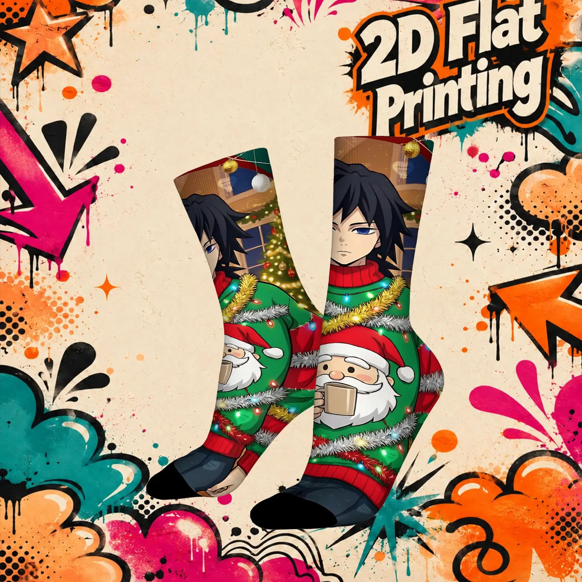 Sport Christmas Demon Slayer Crazy Running Men's compression Socks Unisex items Crew Sock Cycling socks
