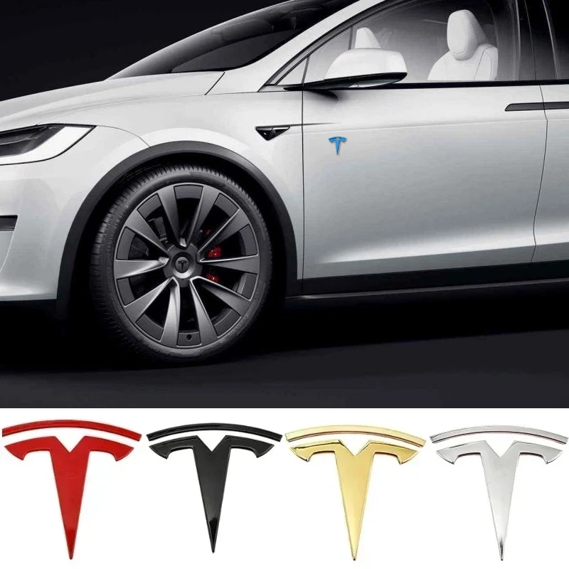 

6X6.6CM Metal 3D for Tesla Model S Y X 3 Roadster Cybertruck Car Side Badge Rear Trunk Body Sticker Decal Body Decoration