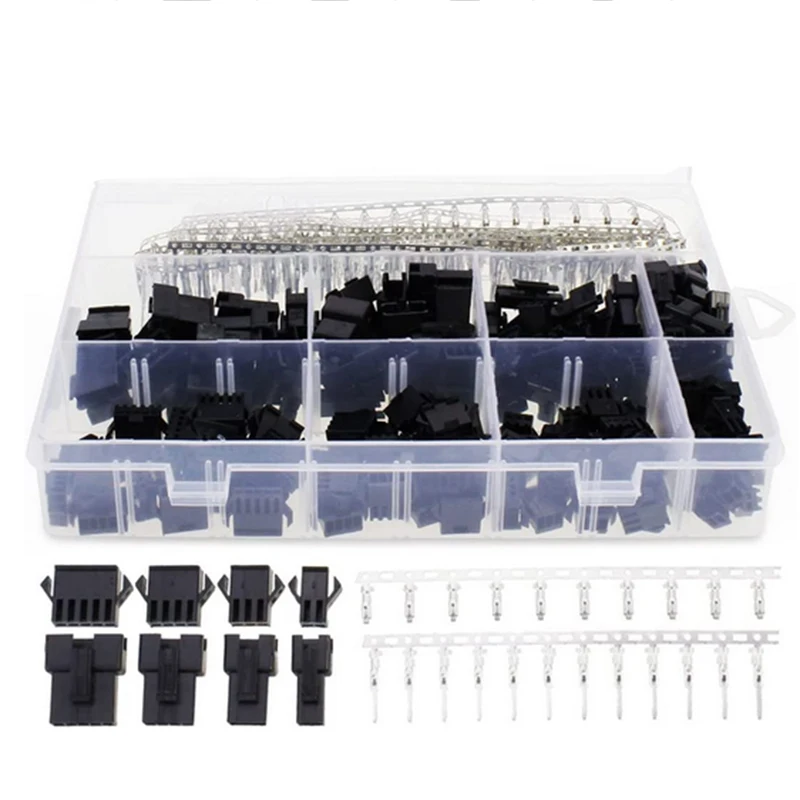 SM2.54  Kits 2.54mm Pitch JST SM Connector 2 3 4 5 Pin Male/ Female Housing Plug Connector Assortment Kit 560Pcs