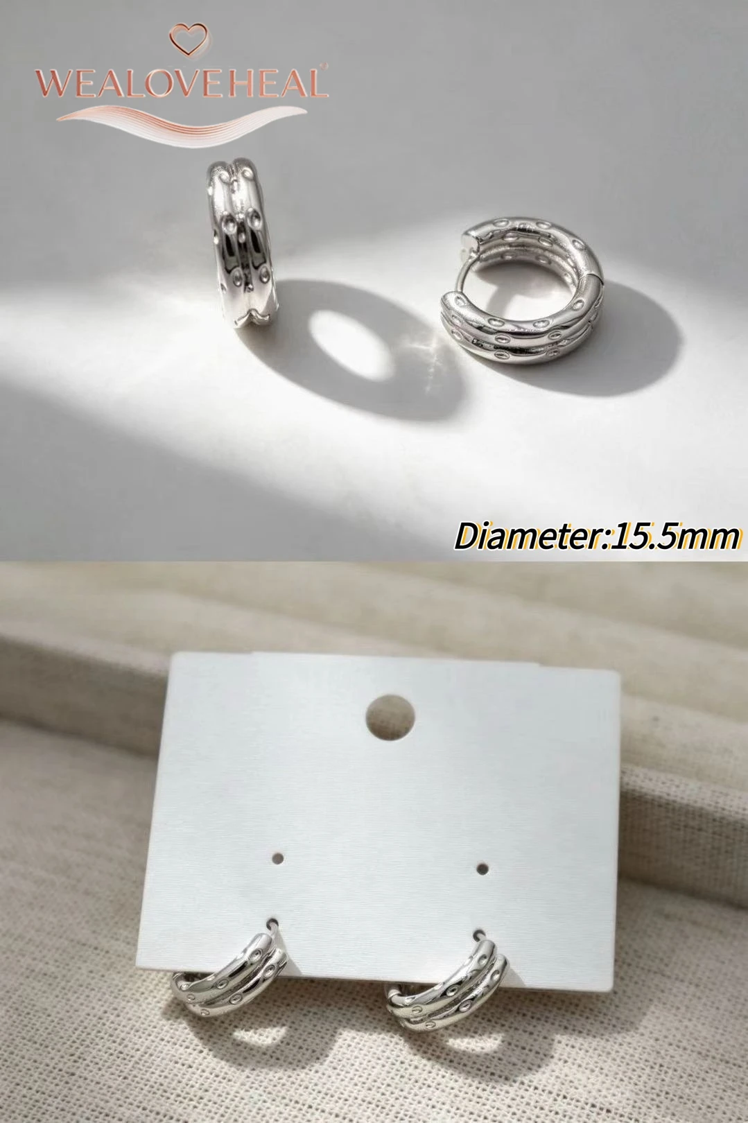 ohrringe damen, ohrringe, Rhodium-Plattierte Messing Huggie Creolen Minimalistische Geometrische Strukturierte Designs, Eleganter Alltagsschmuck Geschenk für Frauen – Detail 38
