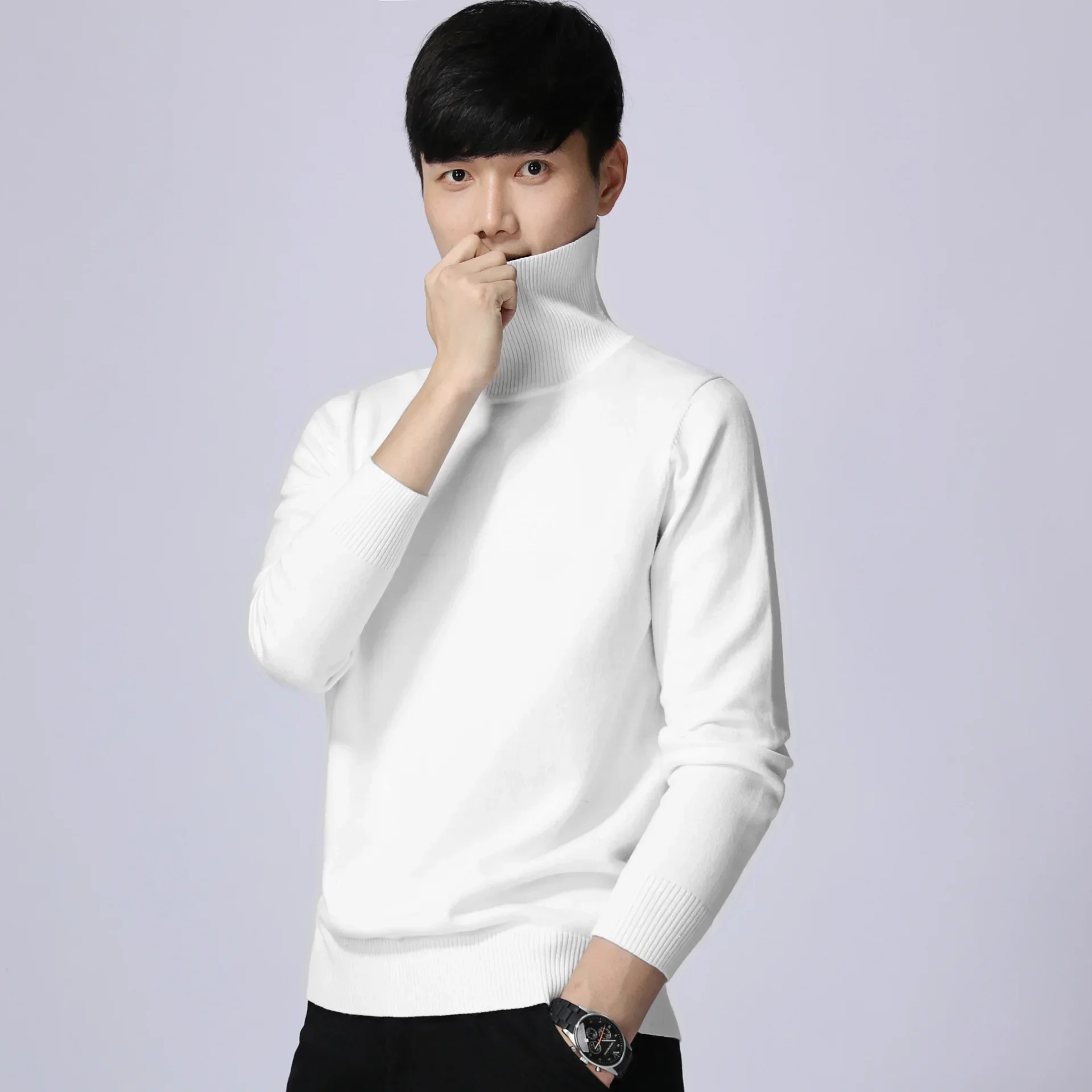 

MRMT 2025 Brand New Autumn Winter Men's Sweater Turtleneck Leisure Sweater for Male Long Sleeves Solid Color Clothing Garment
