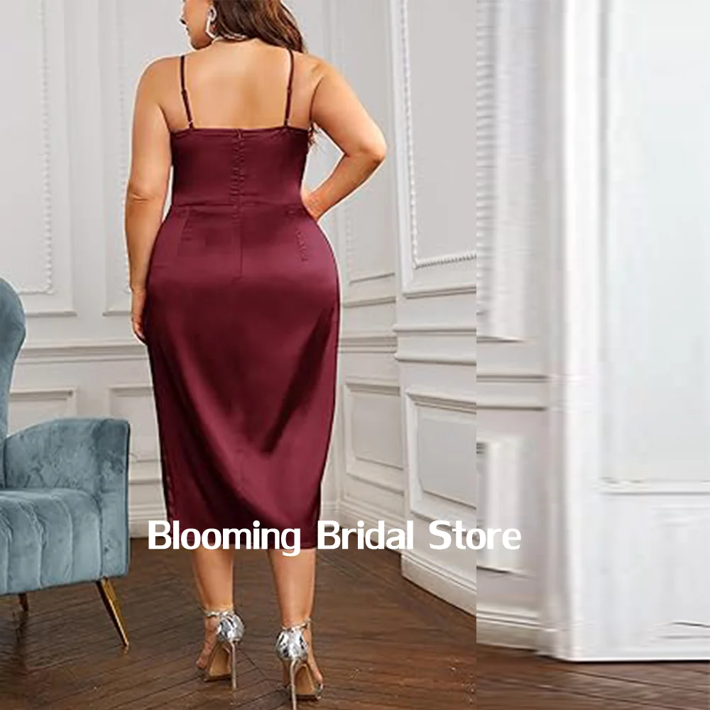 Vestido largo de satén para mujer, prenda elegante con tirantes finos, cuello desbocado, hasta la rodilla, para fiesta de cóctel