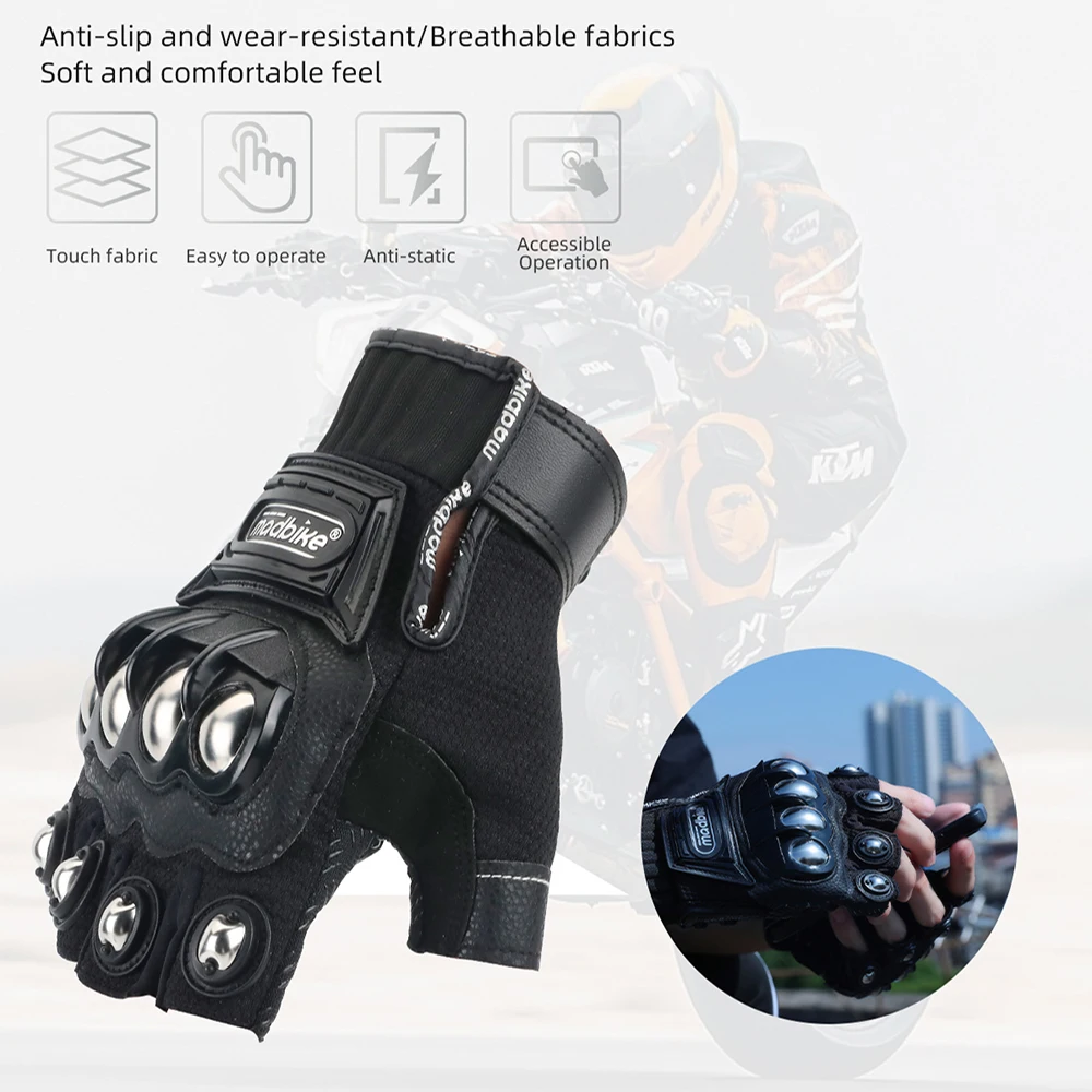 Half Finger Motorcycle Gloves Summer Riding Glove Hard Knuckle Touchscreen Windproof Motorbike Tactical Gloves Dirt Bike ATV UTV