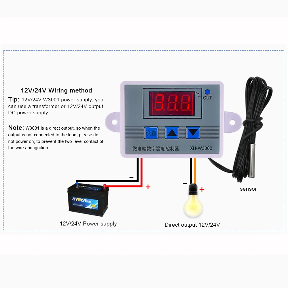 W3002 Digital Temperature Controller Microcomputer Thermostat Thermoregulator Heat Cool Temp Thermostat Control Switch 12V/220V