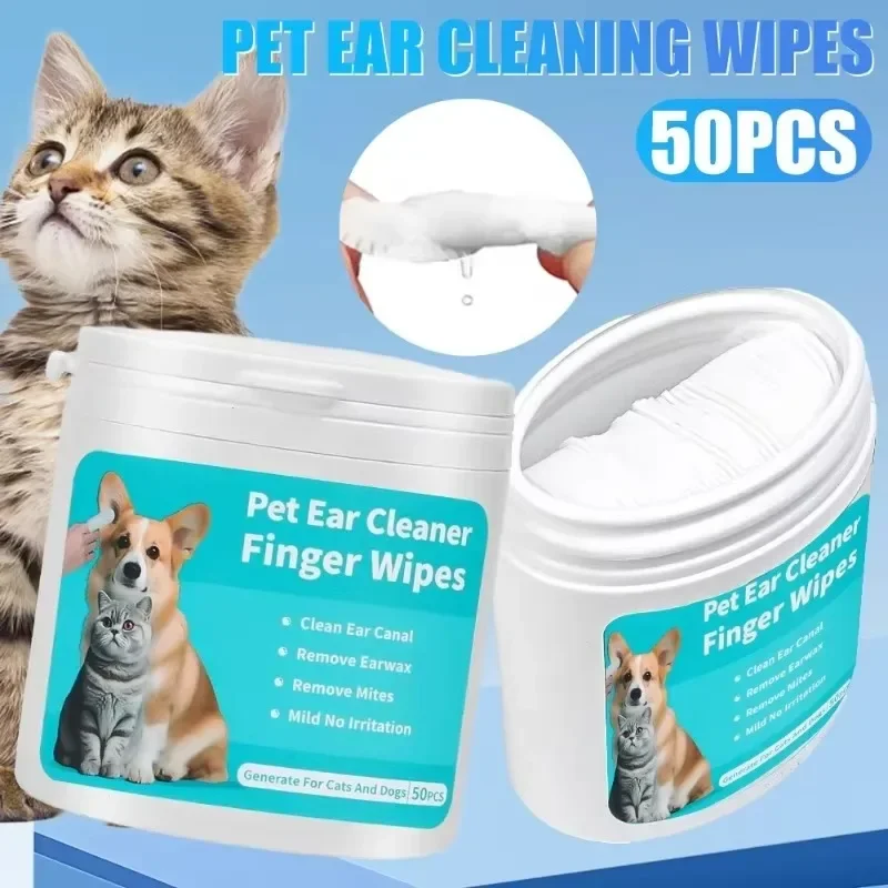 Pet Ear Cleaning Wipes Disposable Eye Care Finger Cover Dogs Cats Ear Mite Teeth Cleaning Fingertips Towels Home Pet Products