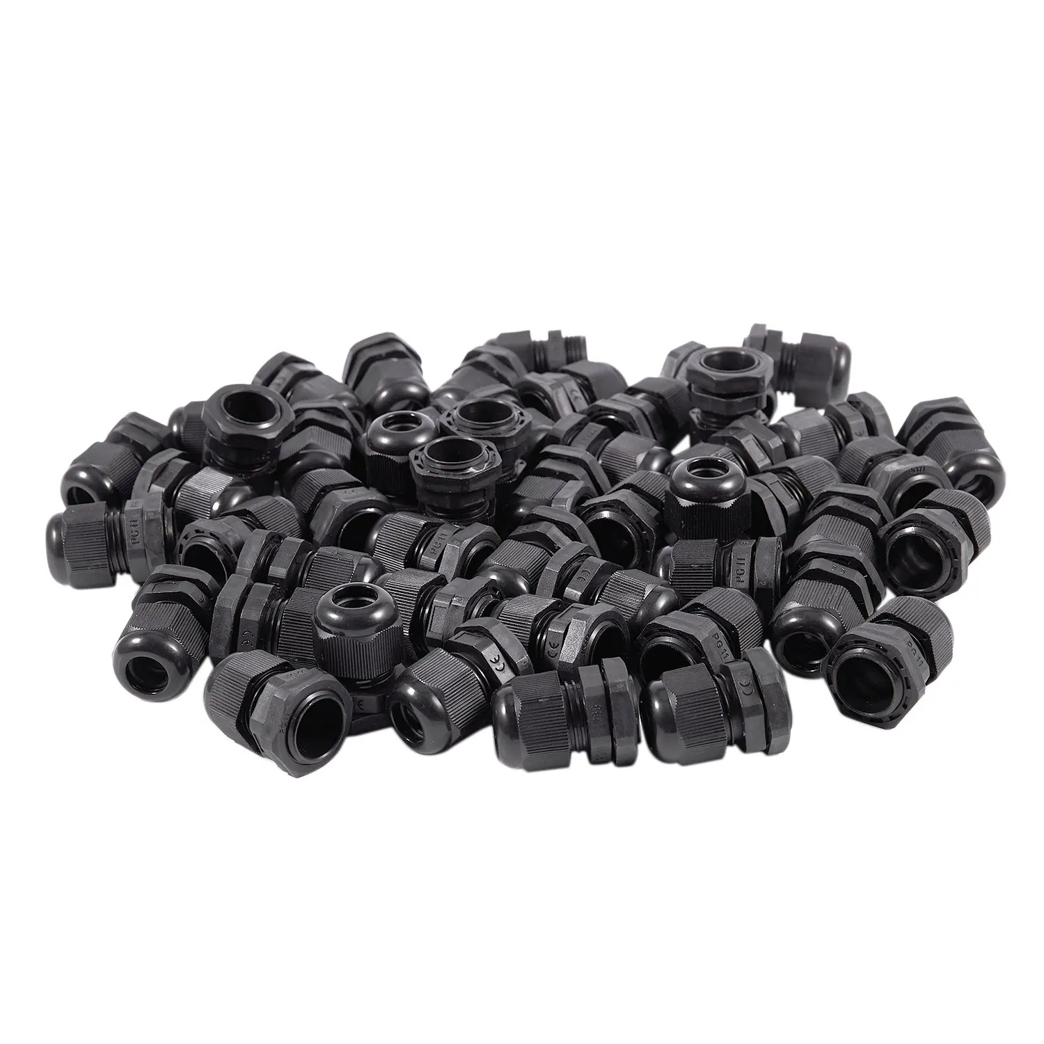 

50 x Black Plastic Waterproof Connector PG11 5-10mm Diameter Cable Gland